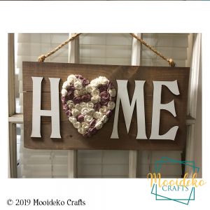 “Home” Heart Petal Farmhouse Sign